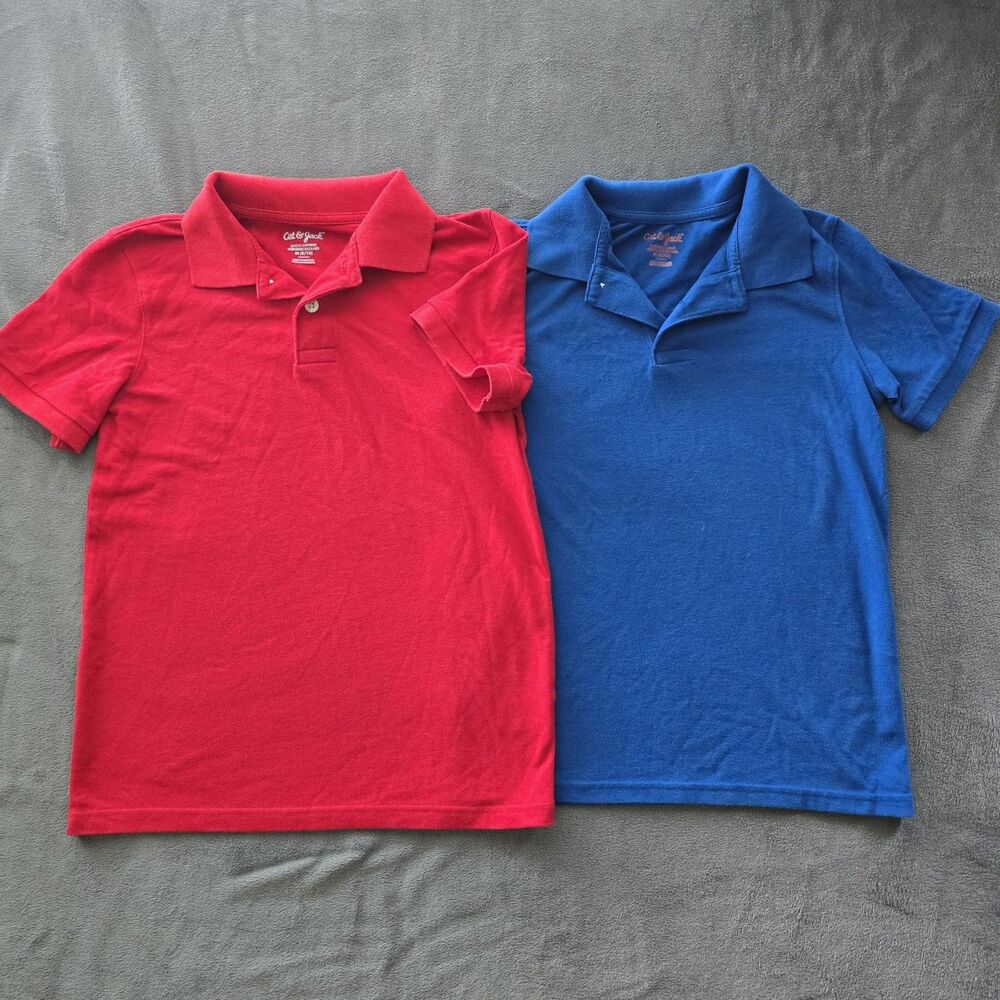 Cat & Jack Boys Short Sleeve Polo School Uniform Bundle Red Blue Size 8/10